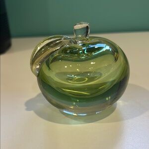 Green Glass Apple Sculpture paper weight